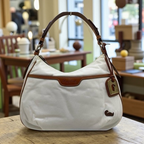 Dooney & Bourke Handbags - Dooney & Bourke White Nylon East West Collins Hobo Bag